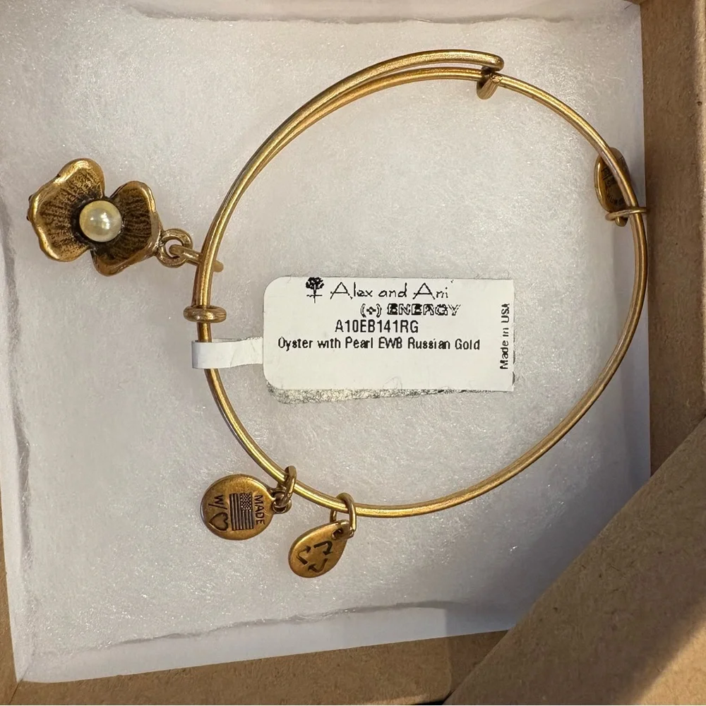 Alex and Ani Oyster with Pearl EWB Russian Gold Bracelet